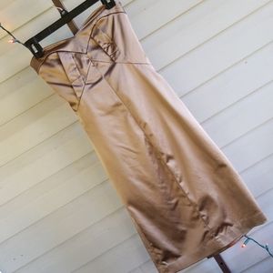 Bebe Strapless Dress Stretchy Satin